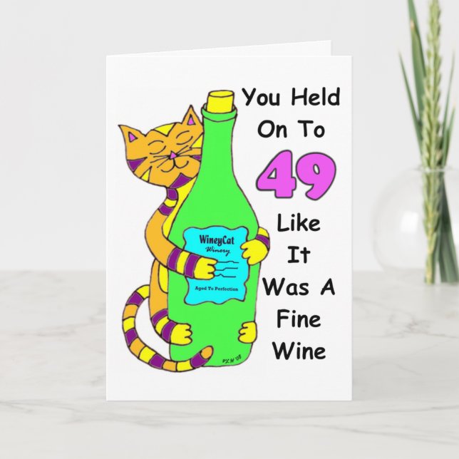 Savor la tarjeta de cumpleaños Winey del gato 50 (Anverso)