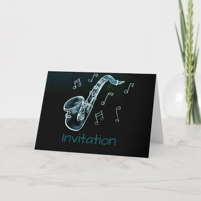 Saxofón y notas musicales (Anverso)