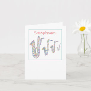 Saxophones Jazz Line arte Tarjeta de felicitación 