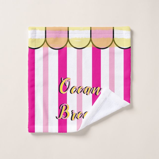 Scalloped Cabana Pink White Summer Stripes (Toallita)