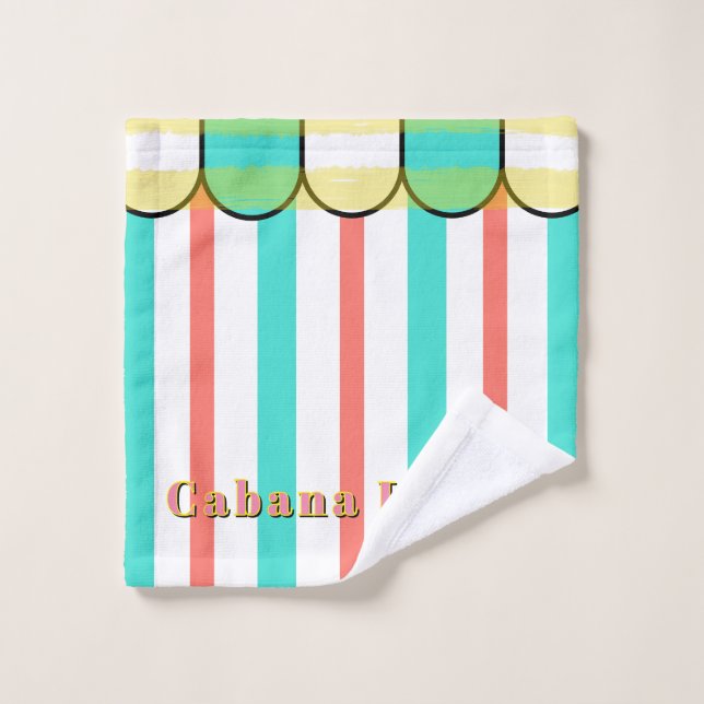 Scalloped Cabana Turquoise Coral White Stripes (Toallita)