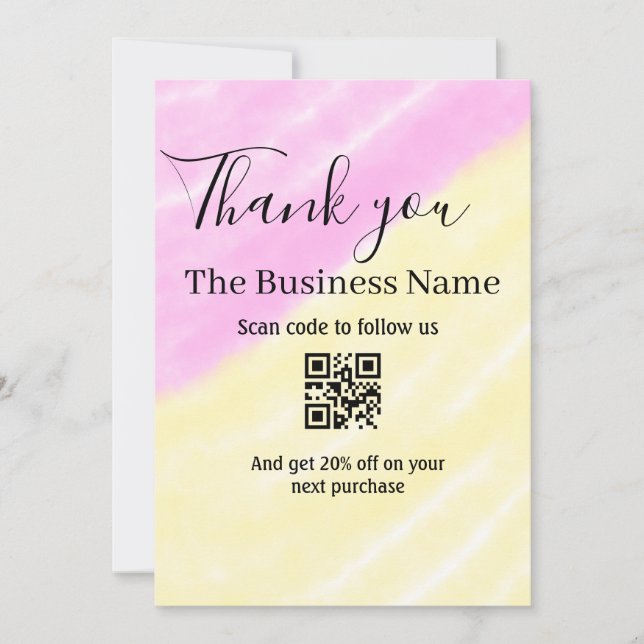 Scan QR to follow us thank you discount code pink  (Anverso)