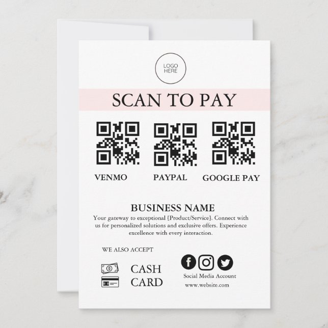 Scan to Pay Sign QR Code Payment Sign for Small Bu (Anverso)