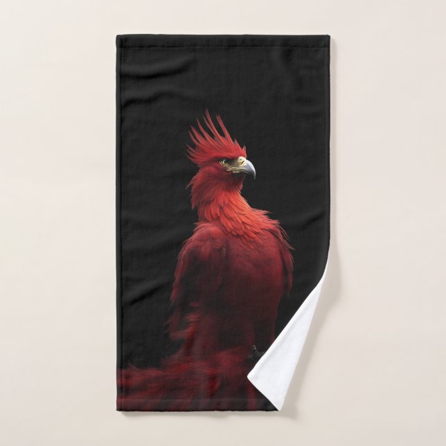 Scarlet Phoenix Sits Orgulloso (Toalla de mano)