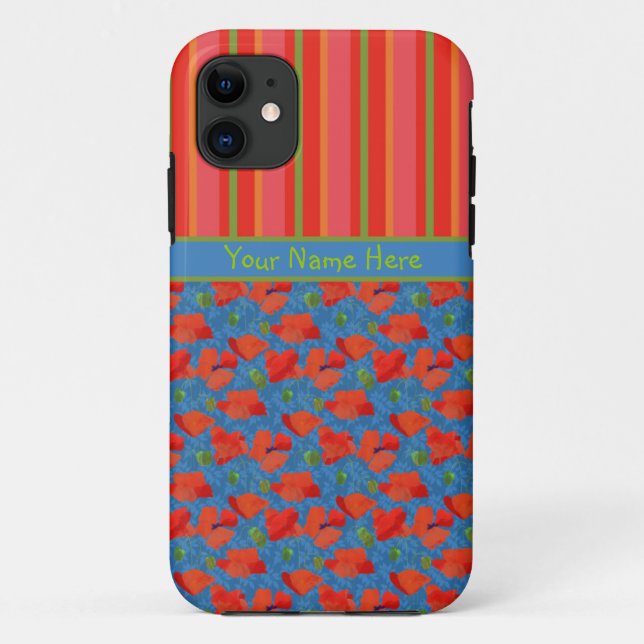 Scarlet Poppies y Stripes Funda para iPhone 5/5s (Reverso)