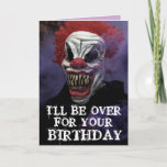 SCARY EVIL CLOWN BIRTHDAY FUNNY Tarjeta de felicit<br><div class="desc">TARJETA SOBREVERSIZADA DEL CUMPLEAÑOS DE TEMOR. (TAMBIÉN DISPONIBLE EN TAMAÑOS MÁS PEQUEÑOS) MENSAJE DIVERTIDO DENTRO.</div>