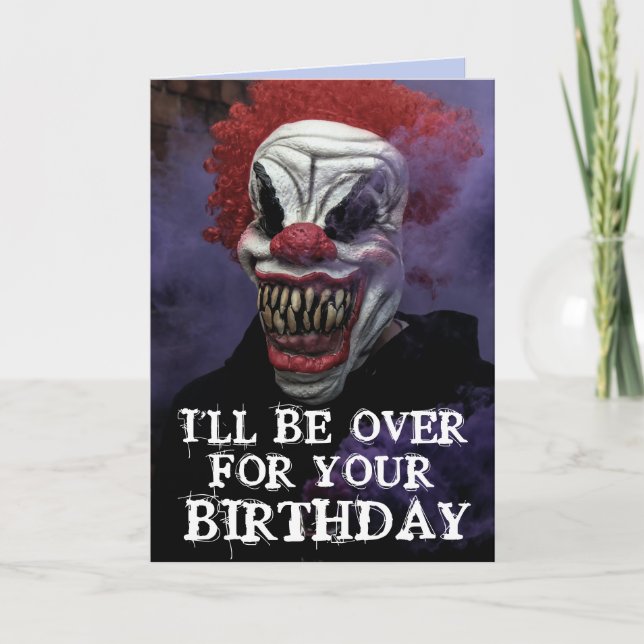 SCARY EVIL CLOWN BIRTHDAY FUNNY Tarjeta de felicit (Anverso)