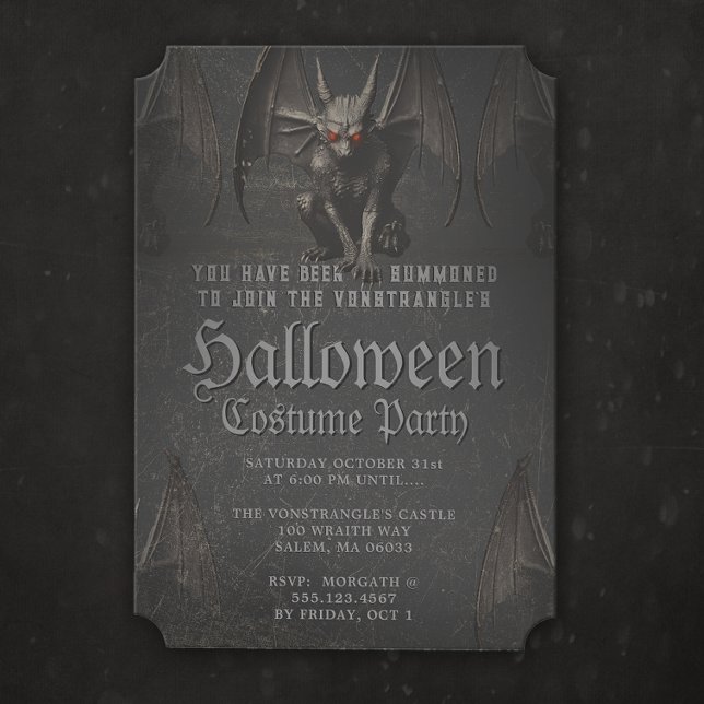 Scary Halloween Demonic Gargoyle Party Invitación (Subido por el creador)