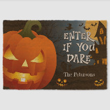 Scary Jack O Lantern Coir Mat