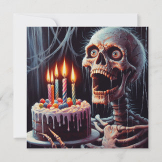 Scary Skeleton Birthday Tarjeta de felicitación pl