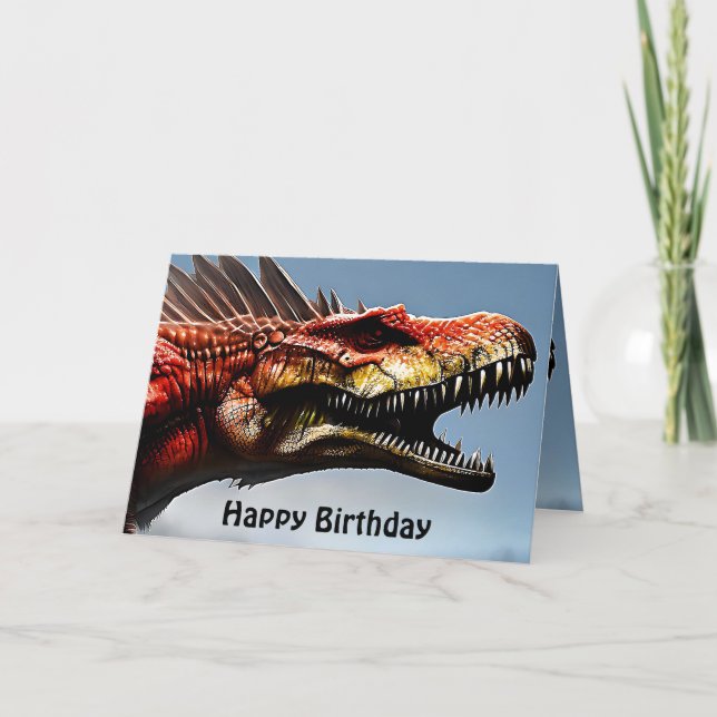 Scary Spinosaurus Dinosaur, Tarjeta de Cumpleaños (Anverso)