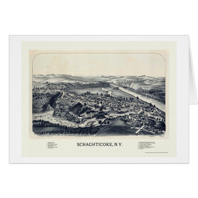 Schaghticoke, mapa panorámico de NY - 1889 (Anverso (Horizontal))