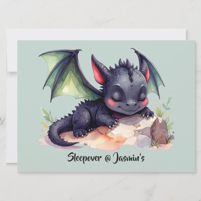 Schlafender Drache mit grünen Flügeln  (Anverso)