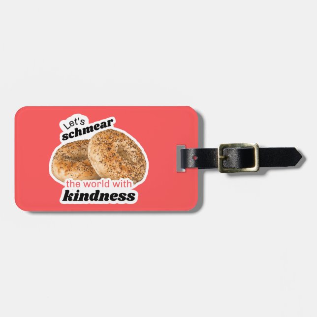 Schmear el mundo con la etiqueta de equipaje amabi (Frente Horizontal)