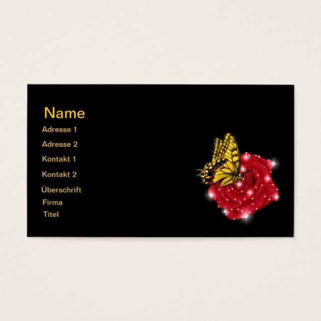 Schmetterling auf memorizó Rosa m. sterne regentro (Frente)