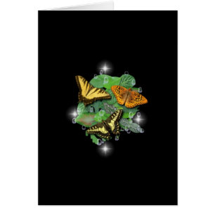 Schmetterlinge mit Blätter, Regentropfen, Sterne