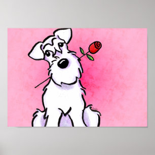 Schnauzer blanco, querido arte rosado fuera de lín