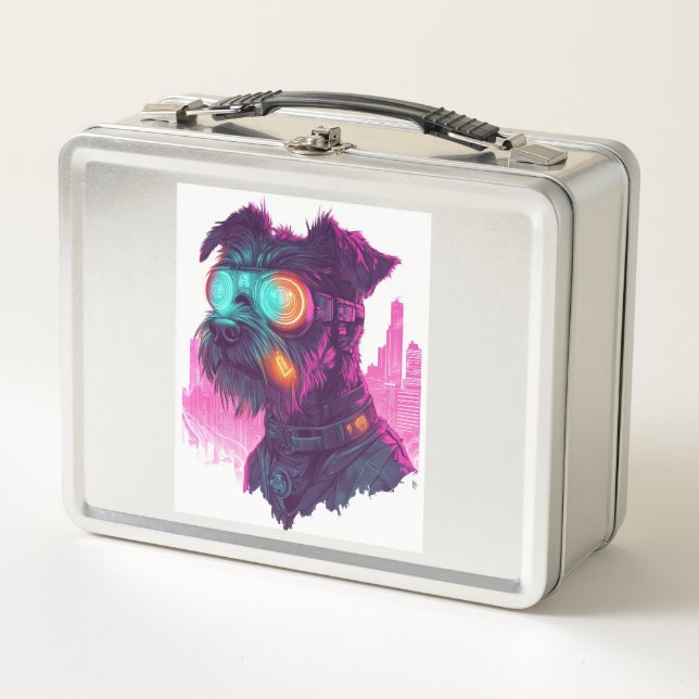 Schnauzer ciberpunk � Perro neon futurista (Anverso)
