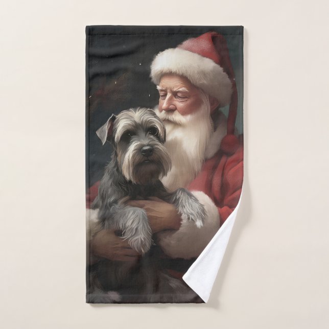 Schnauzer Con Navidades festivos de Santa Claus (Toalla de mano)