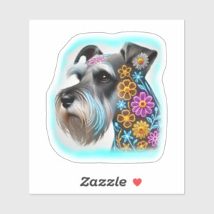 Schnauzer con Pegatina de flores