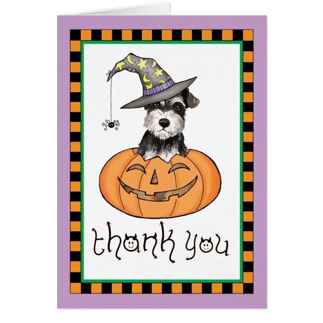 Schnauzer en la Miniatura de Halloween, gracias (Frente)