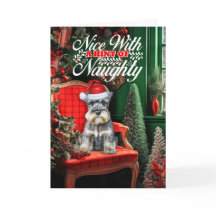 Schnauzer estándar perro de Navidad travieso o bue