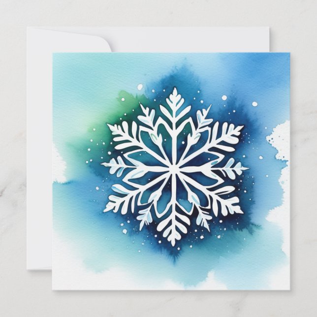 Schneestern auf Aquarell Hintergrund - türkis grün (Anverso)