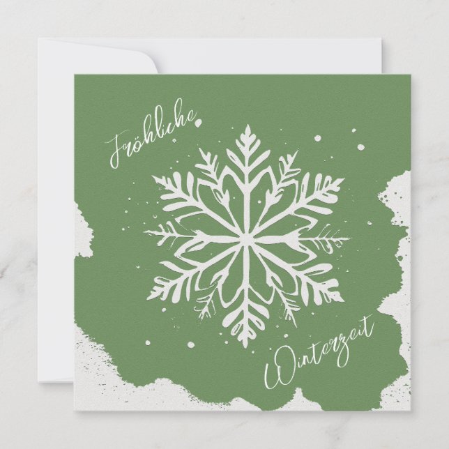 Schneestern auf grünem Hintergrund - Prägeoptik (Anverso)