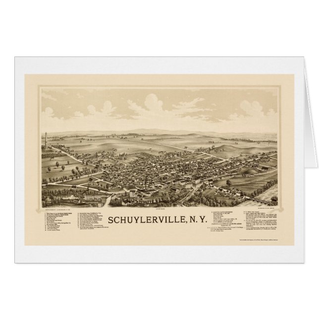 Schuylerville, mapa panorámico de NY - 1889 (Anverso (Horizontal))