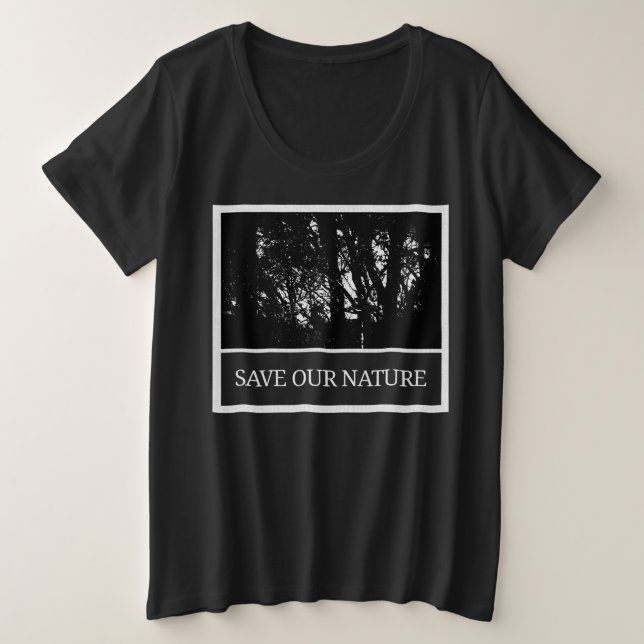 Schwarzes Damen T-Shirt – „Save Our Nature“ (Anverso del diseño)