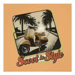 Scoot vintage en Poster Glossy de estilo