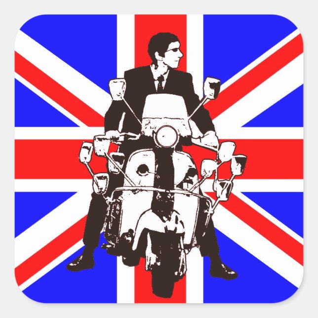 Scooter Rider con pegatinas de Union Jack Square (Anverso)