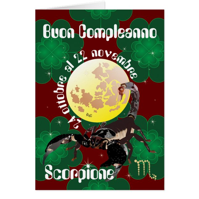 Scorpione 24 ottobre al 22 nov. Biglietti d'auguri (Frente)