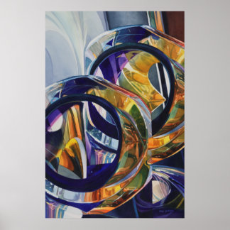 "Scotch on the Rocks" acuarela de vidrio de arte