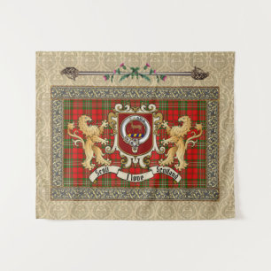 Scott Clan Badge & Tartán con tapiz de leones