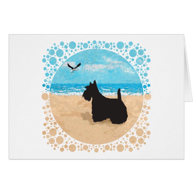 Scottie en la playa con gaviota (Anverso (Horizontal))