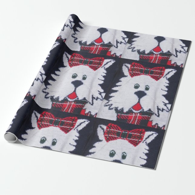 scottie scottish terrier perro plaid papel envolve (Desenrollado)