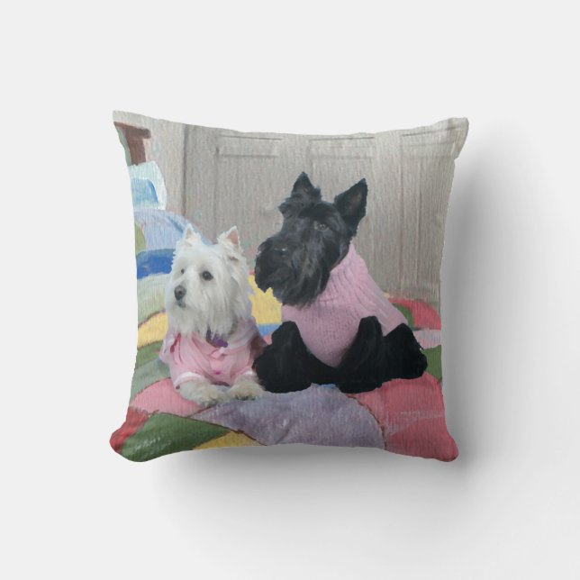 Scottie y Westie - Almohada de invierno para Terri (Anverso)