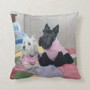 Scottie y Westie - Almohada de invierno para Terri