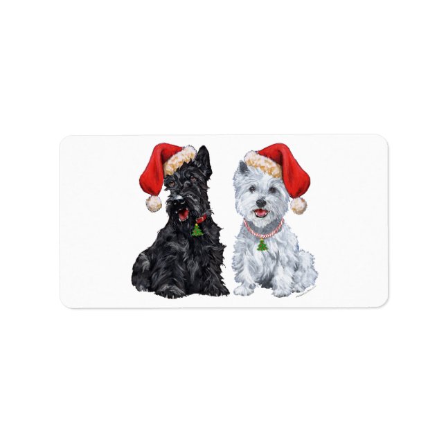 ¡Scottie y Westie Pegatinas de Papá Noel! (Frente)