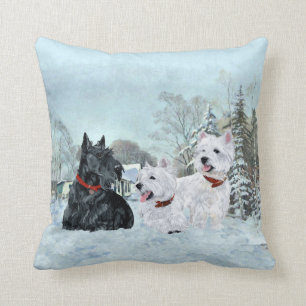Scottie y Westies - Almohada de invierno de Terrie