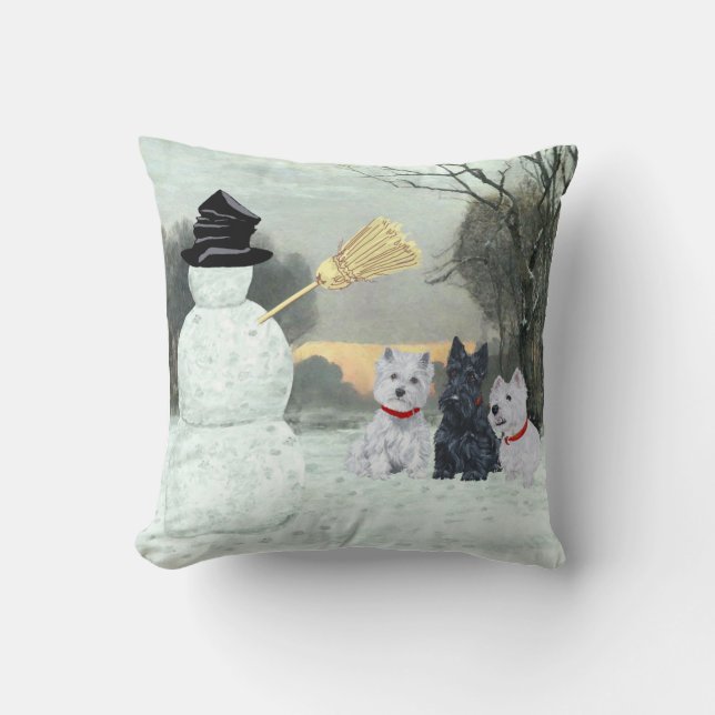 Scottie y Westies - Almohada de invierno de Terrie (Anverso)