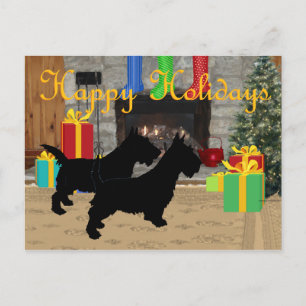 Scotties de Navidad junto a la chimenea