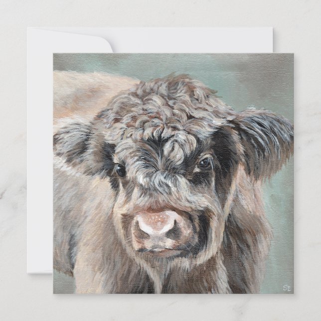 Scottish Highland Calf on Green (Anverso)