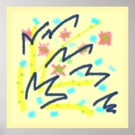 Scribble Buds Poster de arte Boda de impresión Hom