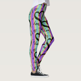 Scribble Love Xoxo Heart Stripe Leggings