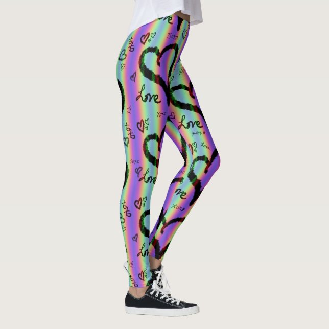 Scribble Love Xoxo Heart Stripe Leggings (Derecha)