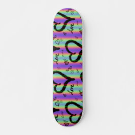 Scribble Love Xoxo Heart Stripe Skateboard