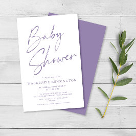 Script Baby Shower FLYER de lavanda púrpura de pre