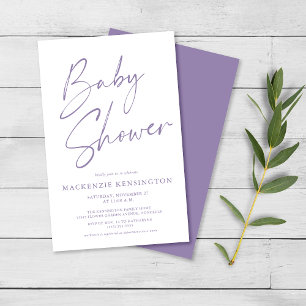 Script Baby Shower FLYER de lavanda púrpura de pre